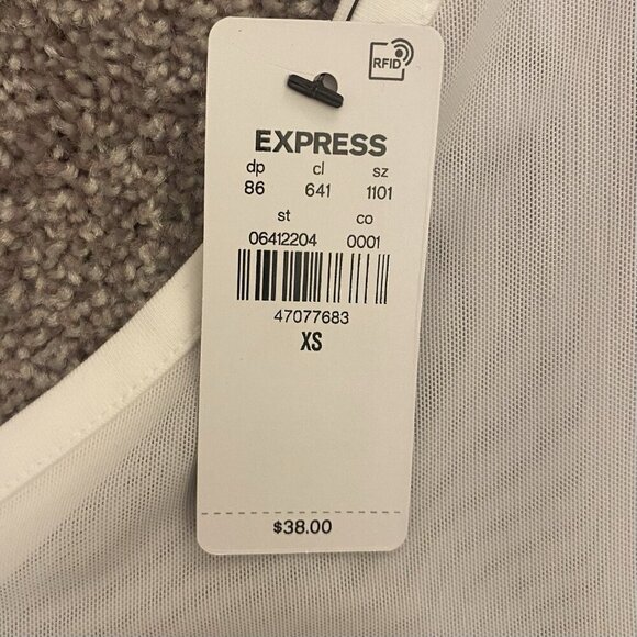 Express Womens Body Contour Stretch One Shoulder Mesh Cropped Tank White Size XS - Picture 14 of 16